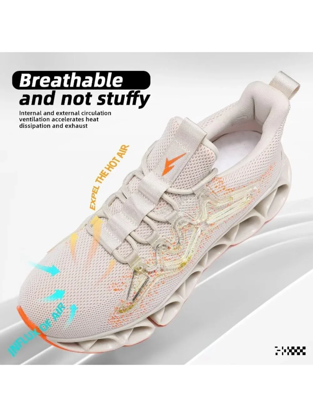 Men's Beige Orange Slip on Walking Running Shoes Blade Tennis Fashion Sneakers